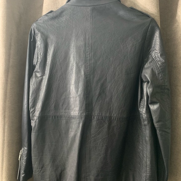 TopShop womens real leather black biker jacket - Picture 7 of 12